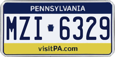 PA license plate MZI6329