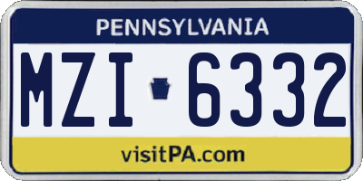 PA license plate MZI6332