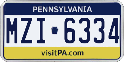 PA license plate MZI6334