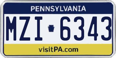 PA license plate MZI6343