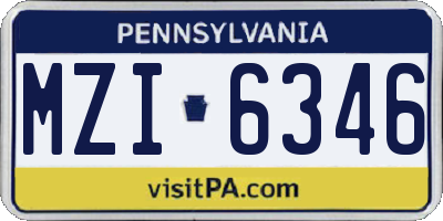 PA license plate MZI6346