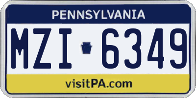 PA license plate MZI6349