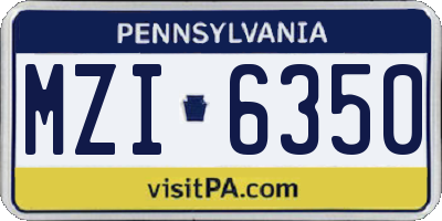 PA license plate MZI6350
