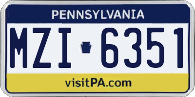 PA license plate MZI6351