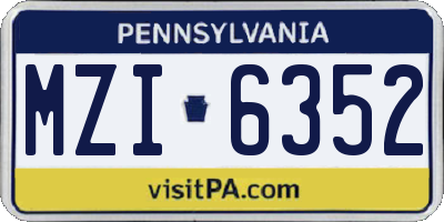 PA license plate MZI6352