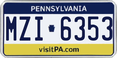 PA license plate MZI6353
