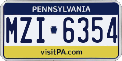 PA license plate MZI6354