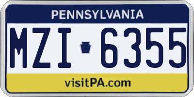 PA license plate MZI6355