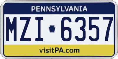 PA license plate MZI6357