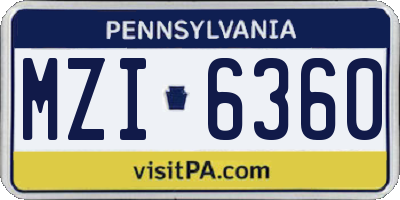 PA license plate MZI6360