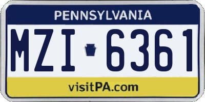 PA license plate MZI6361