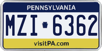 PA license plate MZI6362