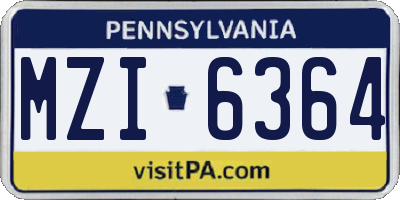 PA license plate MZI6364