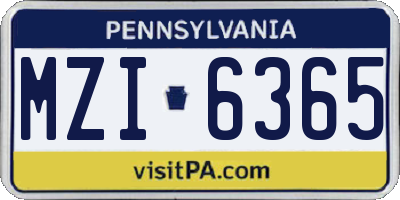 PA license plate MZI6365