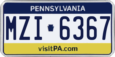 PA license plate MZI6367