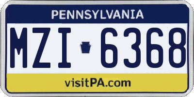 PA license plate MZI6368