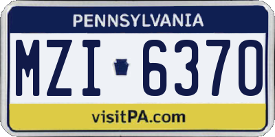 PA license plate MZI6370