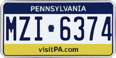 PA license plate MZI6374