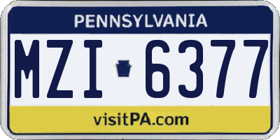 PA license plate MZI6377