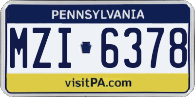 PA license plate MZI6378