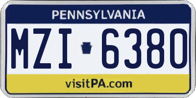PA license plate MZI6380