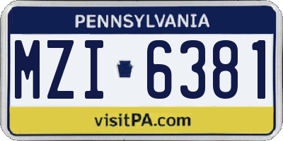 PA license plate MZI6381