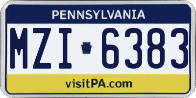 PA license plate MZI6383