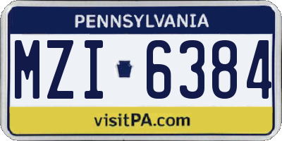 PA license plate MZI6384