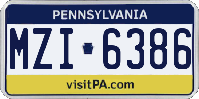 PA license plate MZI6386