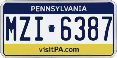 PA license plate MZI6387