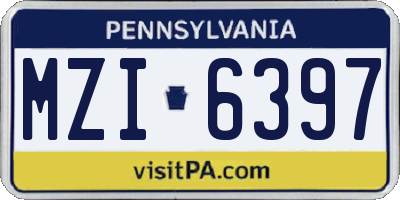 PA license plate MZI6397