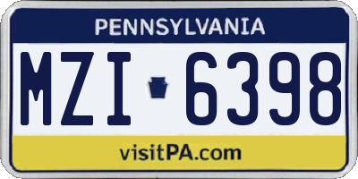 PA license plate MZI6398