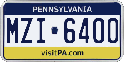 PA license plate MZI6400