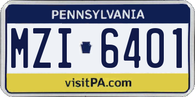 PA license plate MZI6401