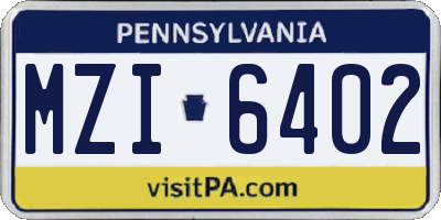 PA license plate MZI6402