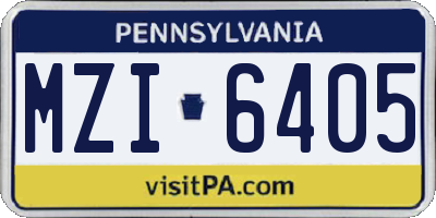 PA license plate MZI6405