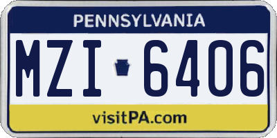 PA license plate MZI6406