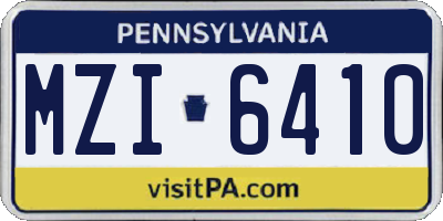 PA license plate MZI6410