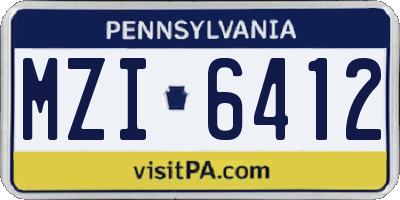 PA license plate MZI6412