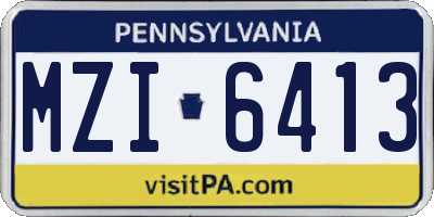 PA license plate MZI6413