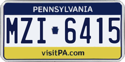 PA license plate MZI6415
