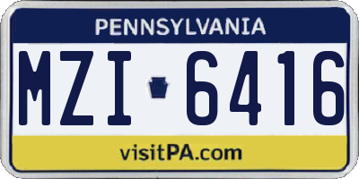 PA license plate MZI6416