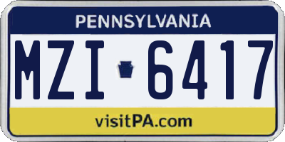 PA license plate MZI6417