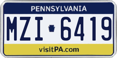 PA license plate MZI6419