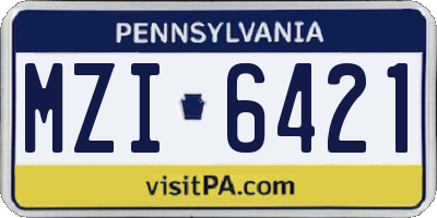 PA license plate MZI6421