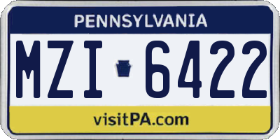 PA license plate MZI6422