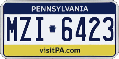 PA license plate MZI6423