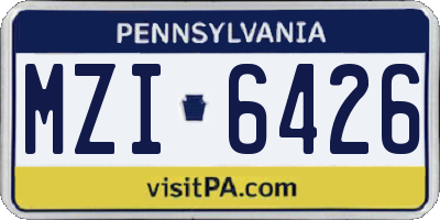 PA license plate MZI6426