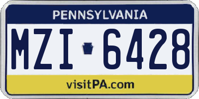 PA license plate MZI6428