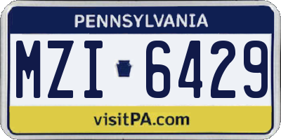 PA license plate MZI6429